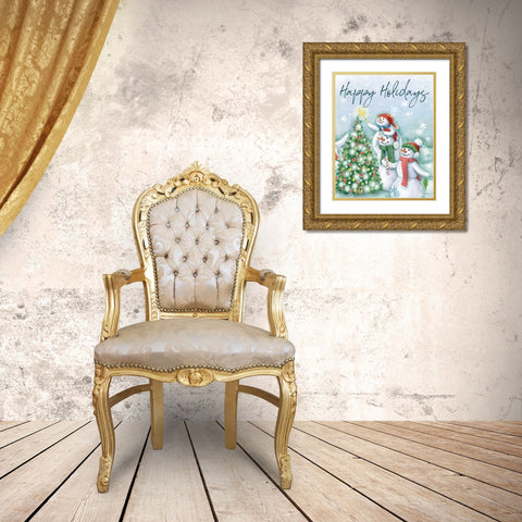 Classic Snowmen VI Gold Ornate Wood Framed Art Print with Double Matting by Urban, Mary