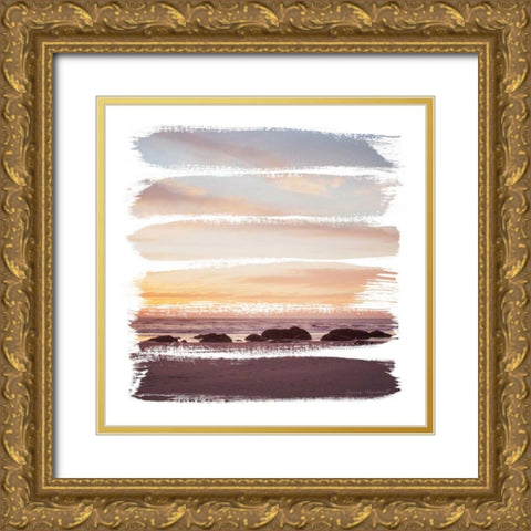 Sunset Stripes IV Gold Ornate Wood Framed Art Print with Double Matting by Marshall, Laura
