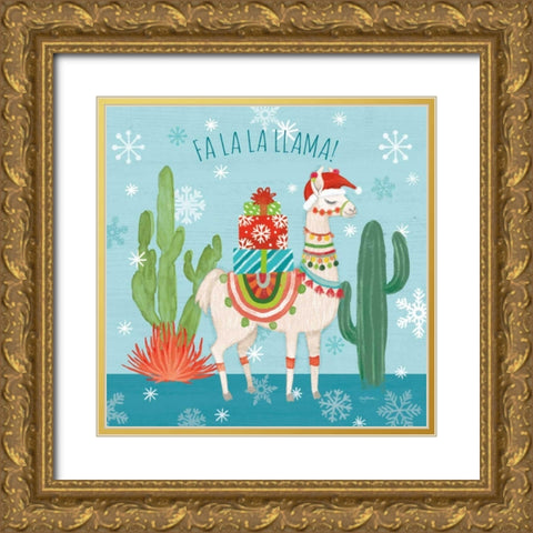 Lovely Llamas Christmas II Gold Ornate Wood Framed Art Print with Double Matting by Urban, Mary