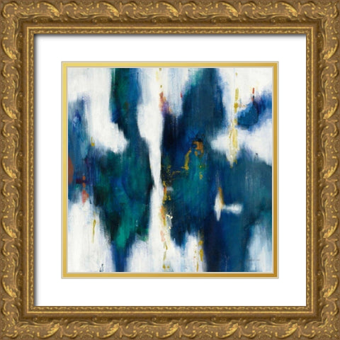 Blue Texture I Gold Ornate Wood Framed Art Print with Double Matting by Nai, Danhui