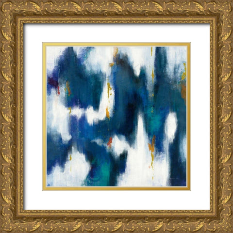 Blue Texture II Gold Ornate Wood Framed Art Print with Double Matting by Nai, Danhui