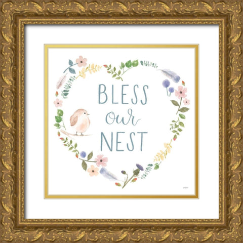 Spring Sentiments VII on White Gold Ornate Wood Framed Art Print with Double Matting by Jackson, Jenaya