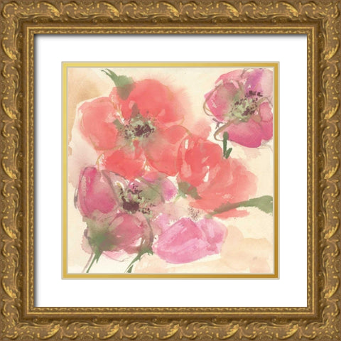 Coral Blooms I Gold Ornate Wood Framed Art Print with Double Matting by Paschke, Chris