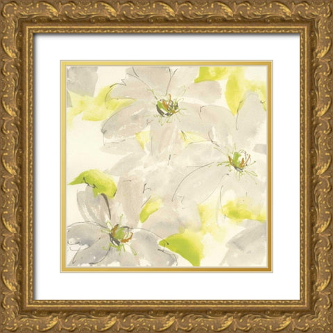 Dancing Clematis I Gold Ornate Wood Framed Art Print with Double Matting by Paschke, Chris
