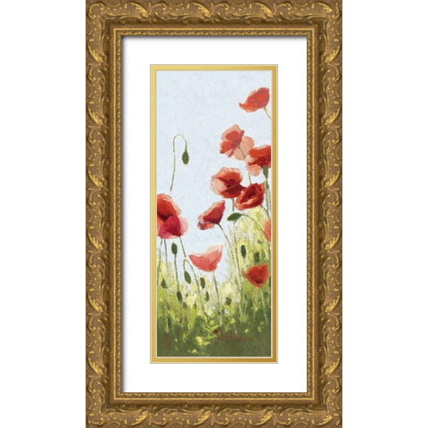 Mountain Poppies II - Wag Gold Ornate Wood Framed Art Print with Double Matting by Novak, Shirley
