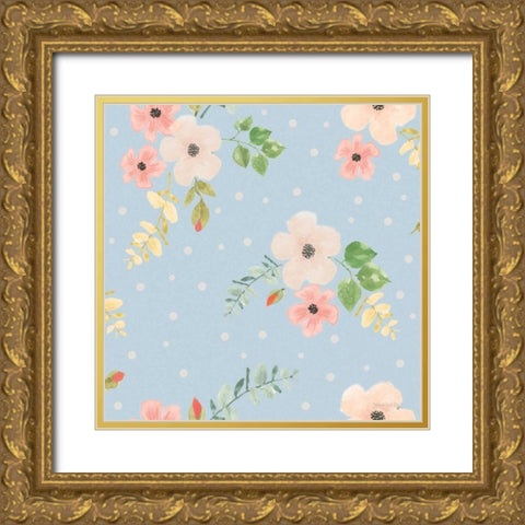Spring Sentiments Pattern IVA Gold Ornate Wood Framed Art Print with Double Matting by Jackson, Jenaya