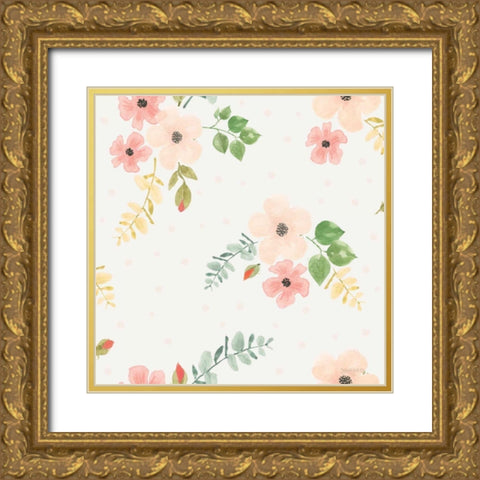 Spring Sentiments Pattern IVB Gold Ornate Wood Framed Art Print with Double Matting by Jackson, Jenaya