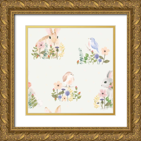 Spring Sentiments Pattern VIB Gold Ornate Wood Framed Art Print with Double Matting by Jackson, Jenaya
