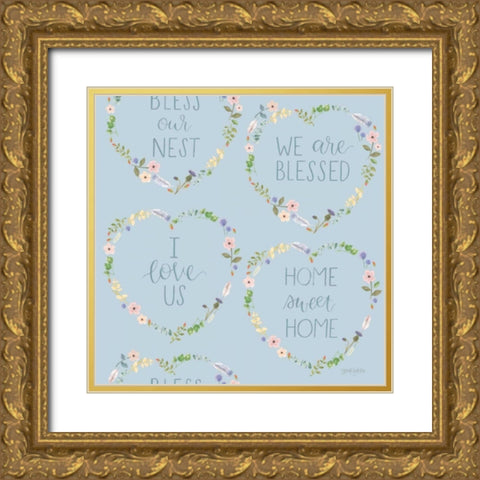 Spring Sentiments Pattern VIIA Gold Ornate Wood Framed Art Print with Double Matting by Jackson, Jenaya