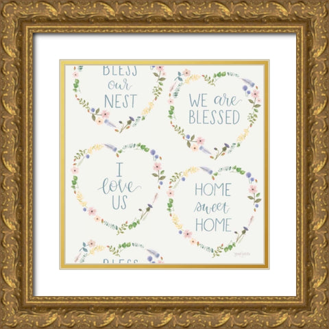 Spring Sentiments Pattern VIIB Gold Ornate Wood Framed Art Print with Double Matting by Jackson, Jenaya