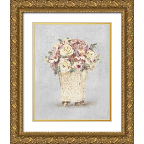 Parlor Roses I Sage Gold Ornate Wood Framed Art Print with Double Matting by Blum, Cheri
