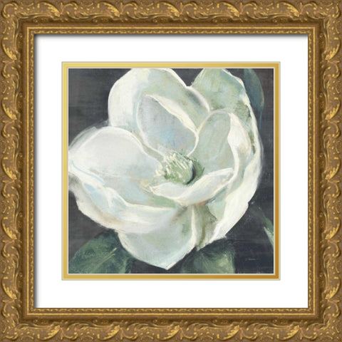 Magnolia III Sage Gold Ornate Wood Framed Art Print with Double Matting by Rowan, Carol