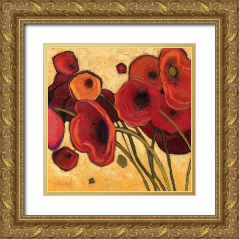Poppies WIldly I Gold Ornate Wood Framed Art Print with Double Matting by Novak, Shirley
