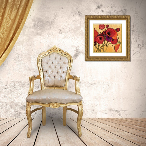 Poppies Wildly II Gold Ornate Wood Framed Art Print with Double Matting by Novak, Shirley