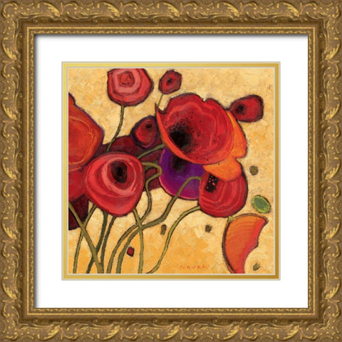 Poppies Wildly II Gold Ornate Wood Framed Art Print with Double Matting by Novak, Shirley
