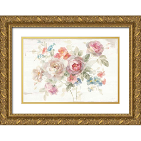 Cottage Garden I Gold Ornate Wood Framed Art Print with Double Matting by Nai, Danhui