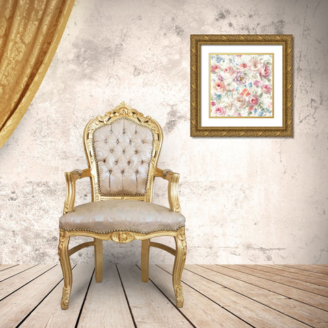 Cottage Garden Pattern I Gold Ornate Wood Framed Art Print with Double Matting by Nai, Danhui