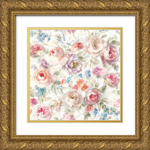 Cottage Garden Pattern I Gold Ornate Wood Framed Art Print with Double Matting by Nai, Danhui