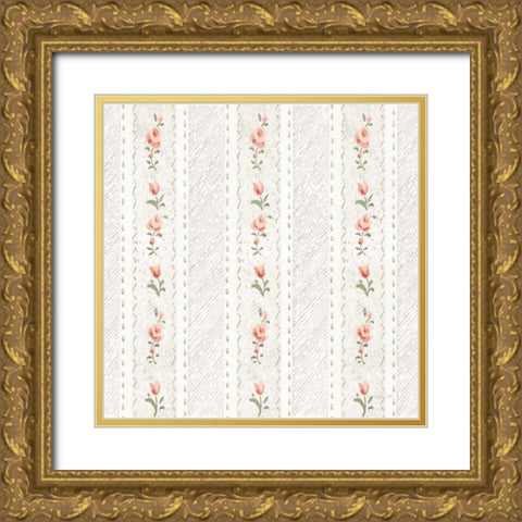 Cottage Garden Pattern IV Gold Ornate Wood Framed Art Print with Double Matting by Nai, Danhui