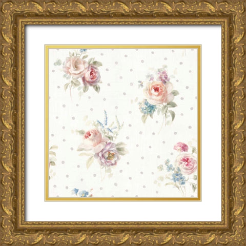 Cottage Garden Pattern VIIIA Gold Ornate Wood Framed Art Print with Double Matting by Nai, Danhui