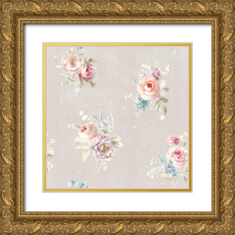 Cottage Garden Pattern VIIIB Gold Ornate Wood Framed Art Print with Double Matting by Nai, Danhui