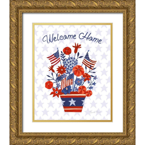 America The Beautiful III Gold Ornate Wood Framed Art Print with Double Matting by Zaman, Farida