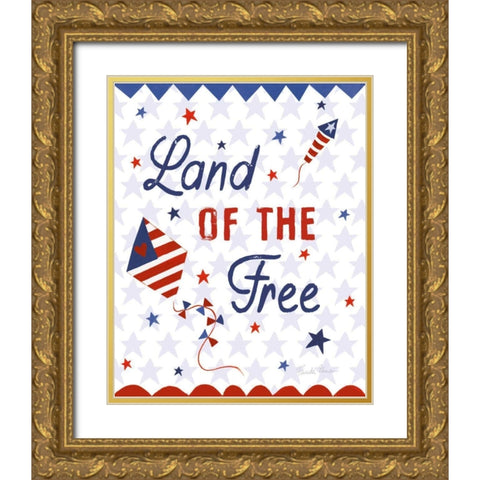 America The Beautiful IV Gold Ornate Wood Framed Art Print with Double Matting by Zaman, Farida