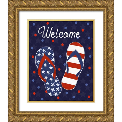 America The Beautiful VII Gold Ornate Wood Framed Art Print with Double Matting by Zaman, Farida