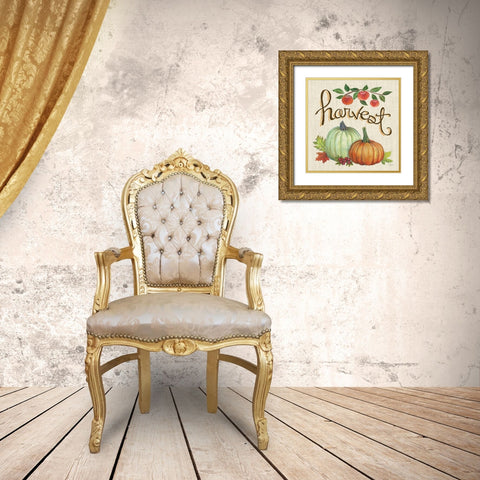 Autumn Harvest IV Linen Gold Ornate Wood Framed Art Print with Double Matting by Urban, Mary