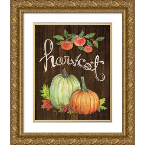 Autumn Harvest IV Walnut Gold Ornate Wood Framed Art Print with Double Matting by Urban, Mary