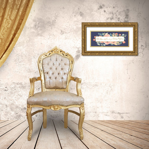 Blooming Delight IX Blue Gold Ornate Wood Framed Art Print with Double Matting by Jackson, Jenaya