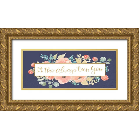 Blooming Delight IX Blue Gold Ornate Wood Framed Art Print with Double Matting by Jackson, Jenaya