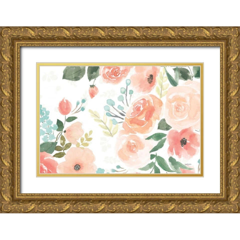 Blooming Delight III White Gold Ornate Wood Framed Art Print with Double Matting by Jackson, Jenaya