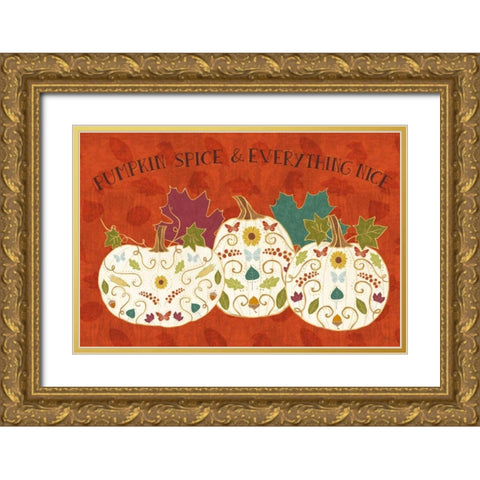 Autumn Otomi I Gold Ornate Wood Framed Art Print with Double Matting by Charron, Veronique