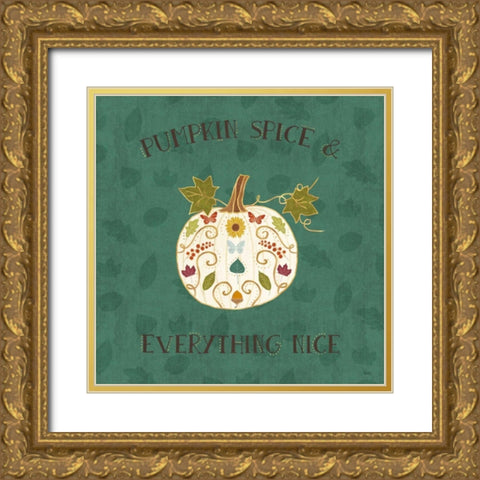 Autumn Otomi II Gold Ornate Wood Framed Art Print with Double Matting by Charron, Veronique