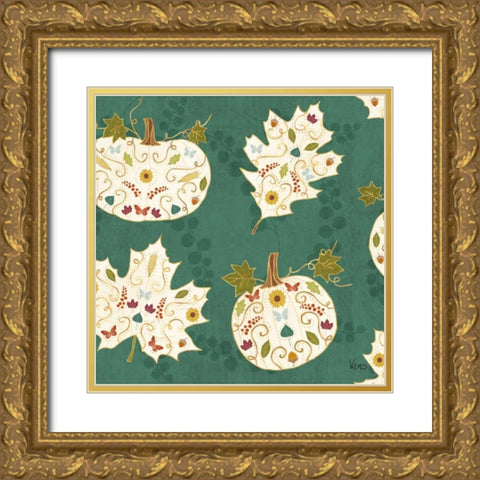 Autumn Otomi Pattern IE Gold Ornate Wood Framed Art Print with Double Matting by Charron, Veronique