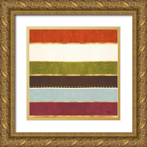 Autumn Otomi Pattern III Gold Ornate Wood Framed Art Print with Double Matting by Charron, Veronique