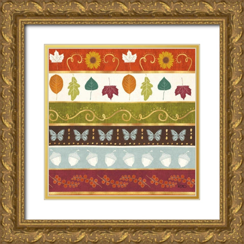 Autumn Otomi Pattern VII Gold Ornate Wood Framed Art Print with Double Matting by Charron, Veronique