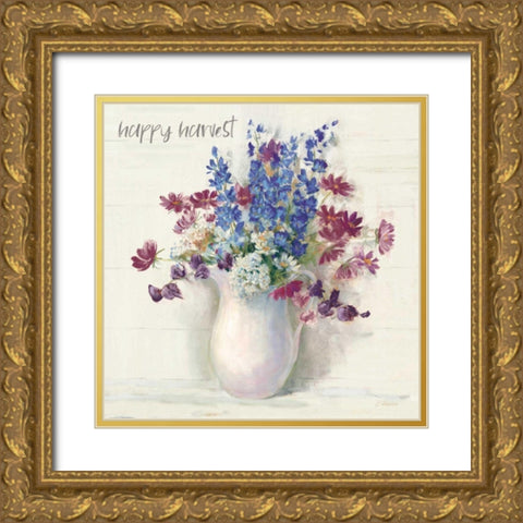 Harvest Ironstone Bouquet II Gold Ornate Wood Framed Art Print with Double Matting by Rowan, Carol