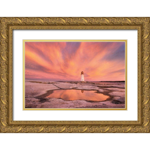 Peggys Cove Nova Scotia Gold Ornate Wood Framed Art Print with Double Matting by Majchrowicz, Alan