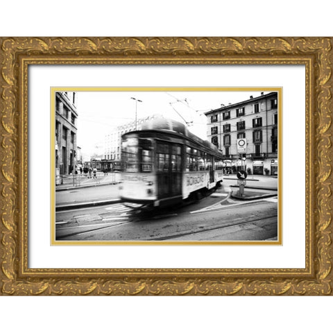 In Town Gold Ornate Wood Framed Art Print with Double Matting by Aledanda
