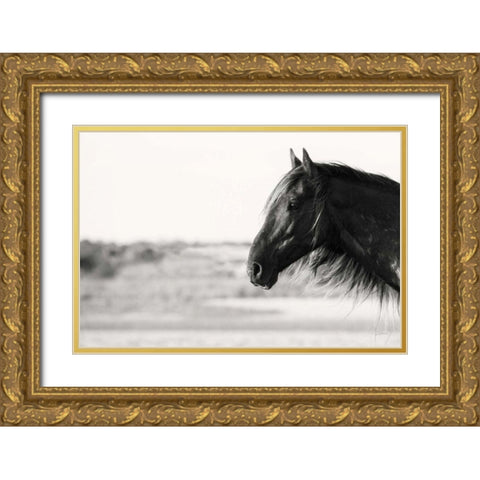 Pretty Girl Gold Ornate Wood Framed Art Print with Double Matting by Aledanda