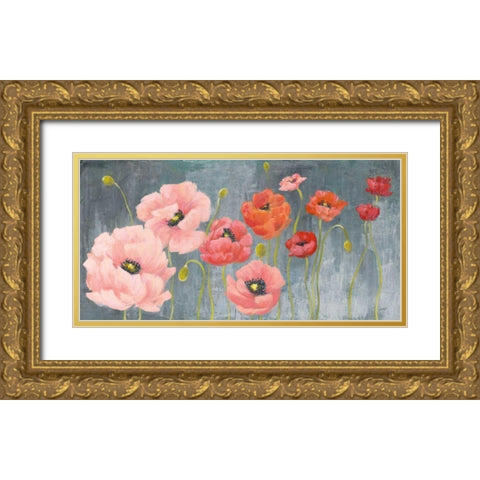 Poppy Party Gold Ornate Wood Framed Art Print with Double Matting by Purinton, Julia