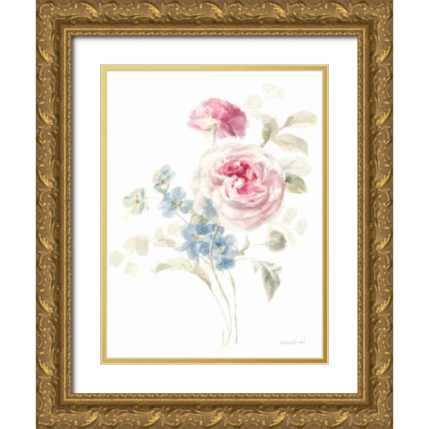 Cottage Garden II on White Gold Ornate Wood Framed Art Print with Double Matting by Nai, Danhui