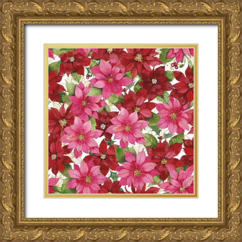 Holiday Happiness Pattern VI Gold Ornate Wood Framed Art Print with Double Matting by McKenna, Kathleen Parr