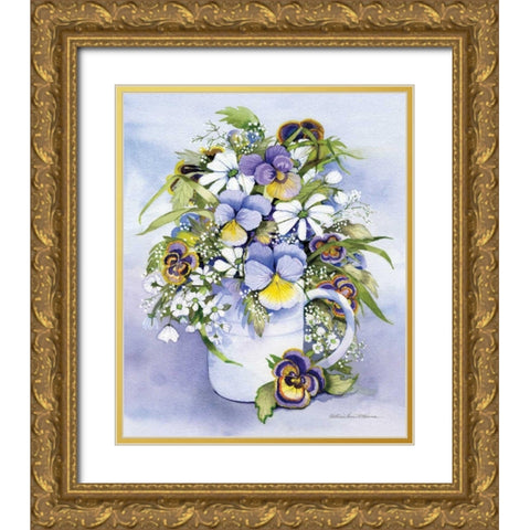 Pansies Perfect Gold Ornate Wood Framed Art Print with Double Matting by McKenna, Kathleen Parr