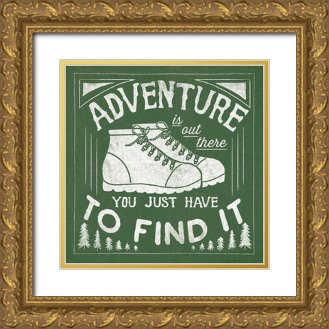 The Great Outdoors VII Green Gold Ornate Wood Framed Art Print with Double Matting by Marshall, Laura