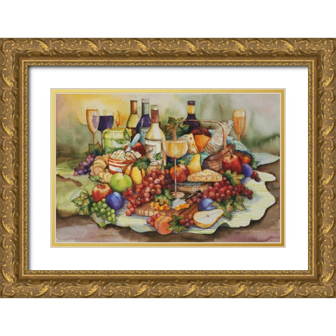Wine Tastings Gold Ornate Wood Framed Art Print with Double Matting by McKenna, Kathleen Parr