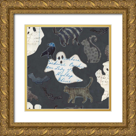 Halloween Whimsy Pattern III Gold Ornate Wood Framed Art Print with Double Matting by Prahl, Courtney