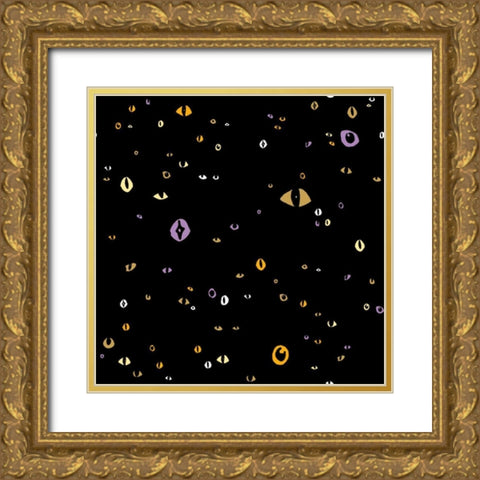 Spooky Halloween Pattern II Gold Ornate Wood Framed Art Print with Double Matting by Wild Apple Portfolio